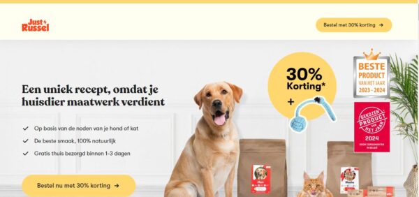 30% korting en gratis speeltje bij Just Russel