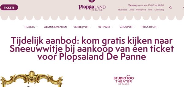 Gratis ticket Sneeuwwitje musical bij Plopsa ticket